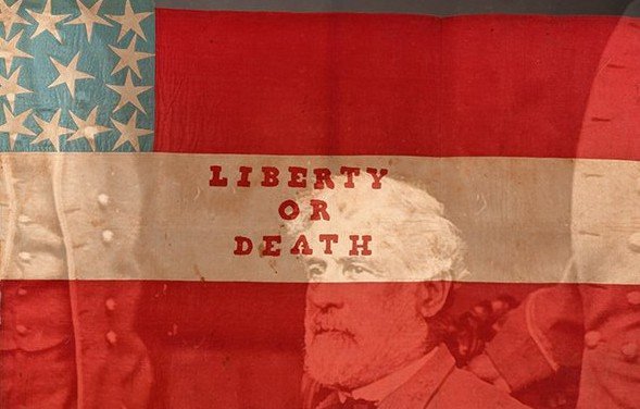Confederate &lsquo;Liberty or Death&rsquo; first national flag captured after Gettysburg, from Gary Hendershott's collection